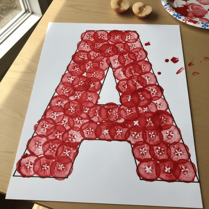 Letter A - apple print activity