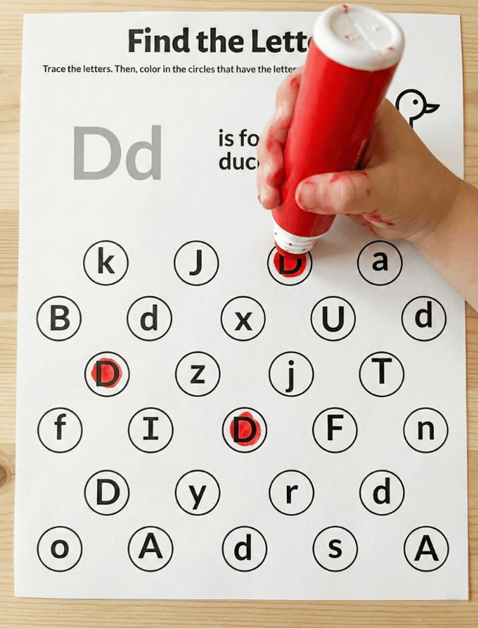 Letter D dot marker letter hunt