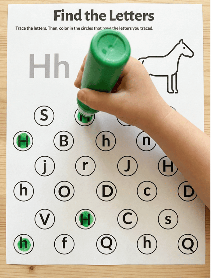 Letter H dot marker letter hunt