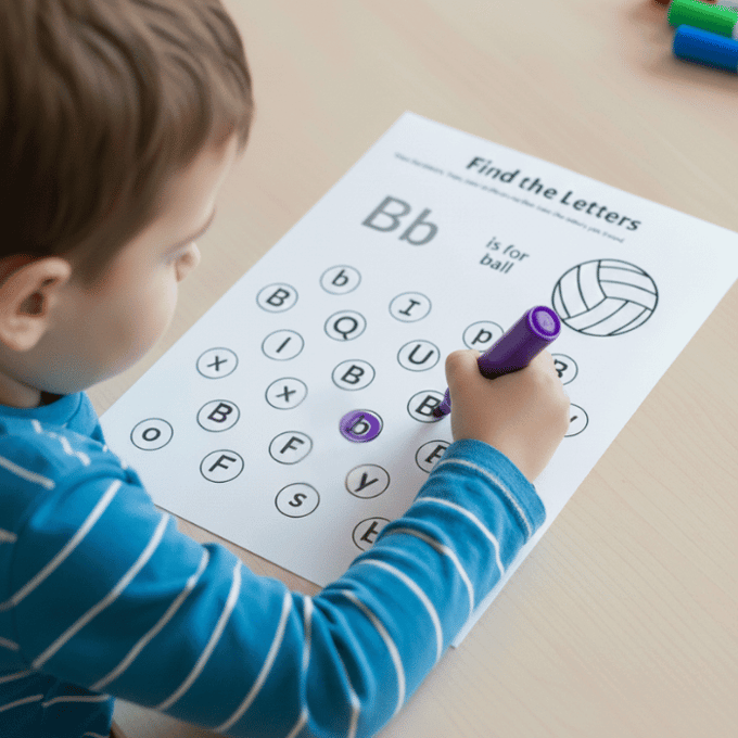 Letter B dot marker letter hunt