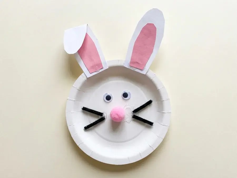 Paper plate bunny, an easy paper plate craft for preschoolers ages 3 to 5