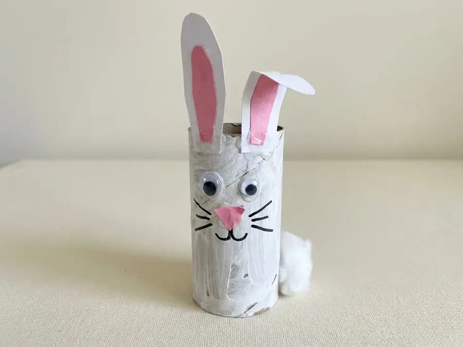 Toilet paper roll bunny, an easy bunny craft for preschoolers made from simple supplies
