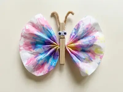 Coffee filter butterfly, a preschool craft