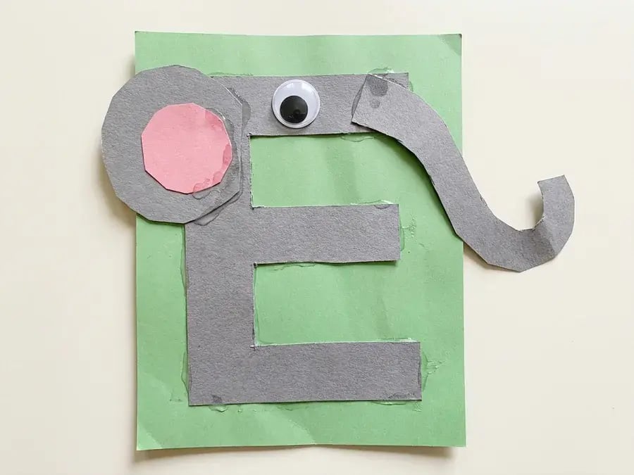 Letter E elephant, an easy zoo craft for preschoolers ages 3 to 5