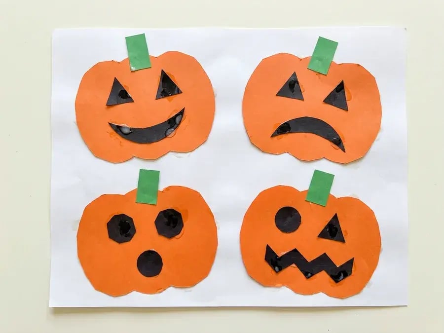 Pumpkin feelings faces, an easy pumpkin craft for preschoolers ages 3 to 5