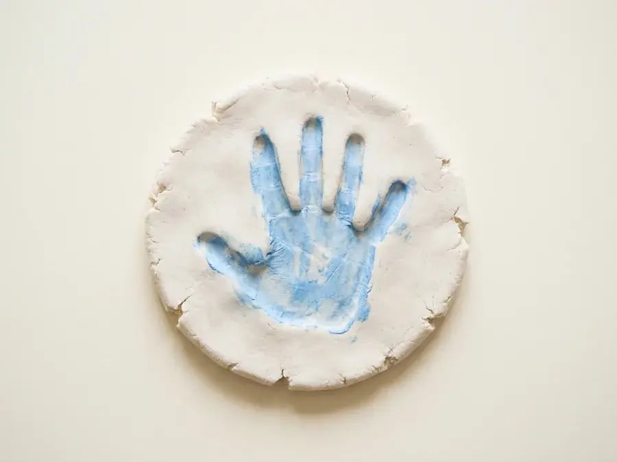 Salt dough handprint keepsake, an easy May craft for preschoolers ages 3 to 5