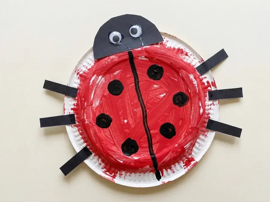 Paper plate ladybug, an easy paper plate craft for preschoolers ages 3 to 5