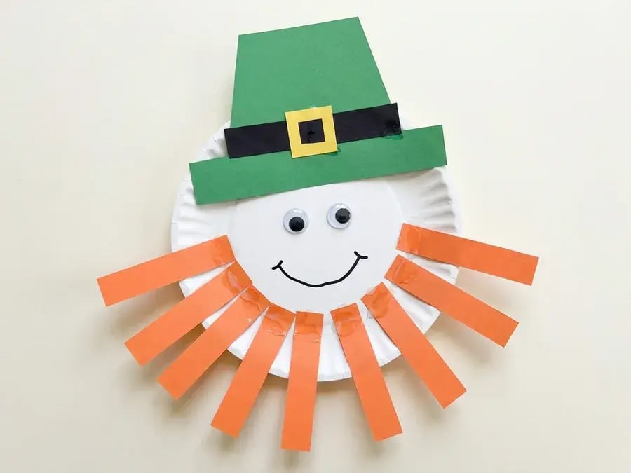 Paper plate leprechaun, an easy paper plate craft for preschoolers ages 3 to 5