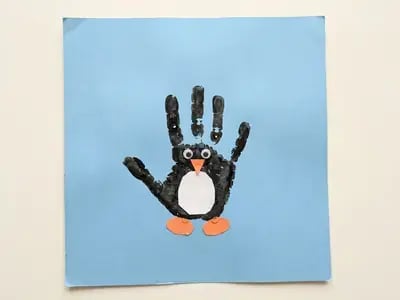 Handprint penguin, a preschool craft
