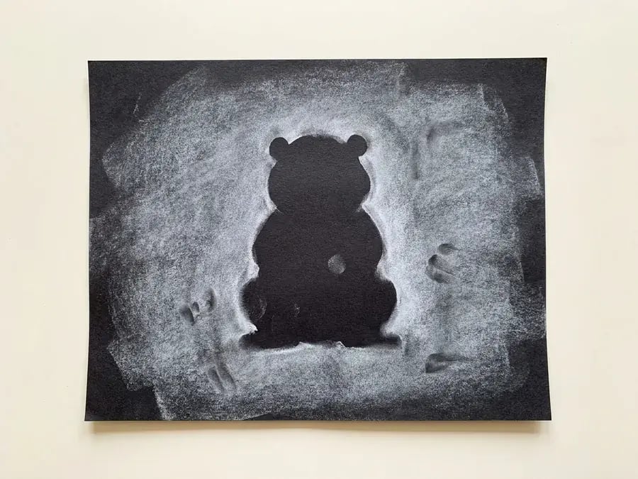 Groundhog chalk shadow, an easy February craft for preschoolers ages 3 to 5