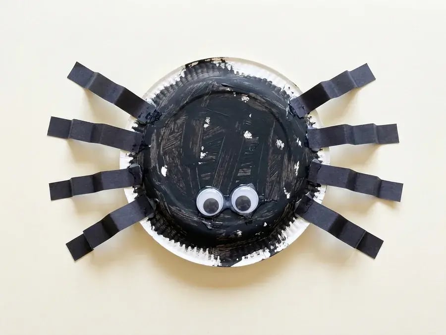 Paper plate spider, an easy bug and insect craft for preschoolers ages 3 to 5