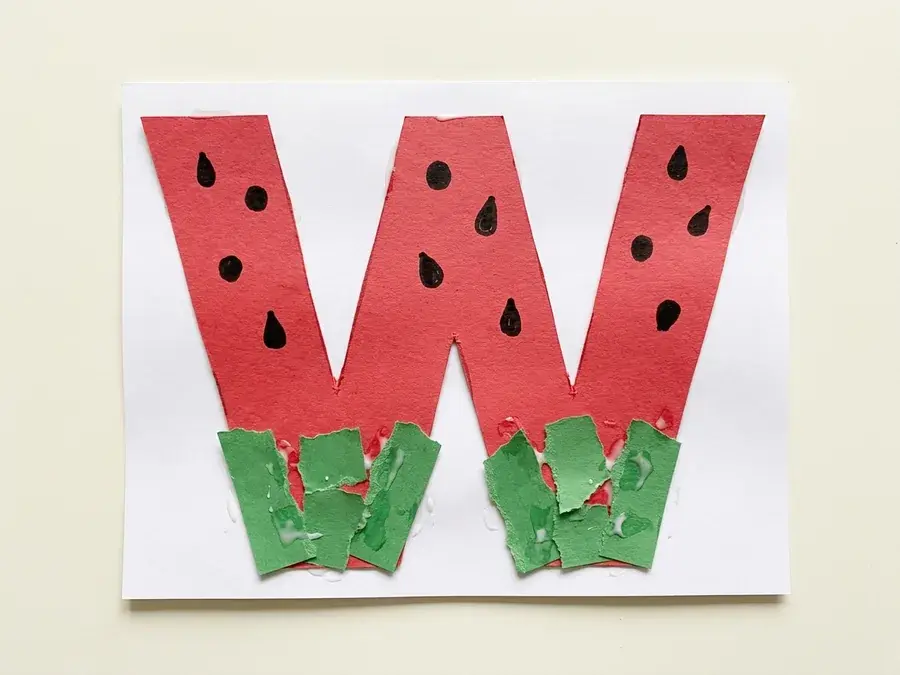 Letter W watermelon, an easy watermelon craft for preschoolers ages 3 to 5