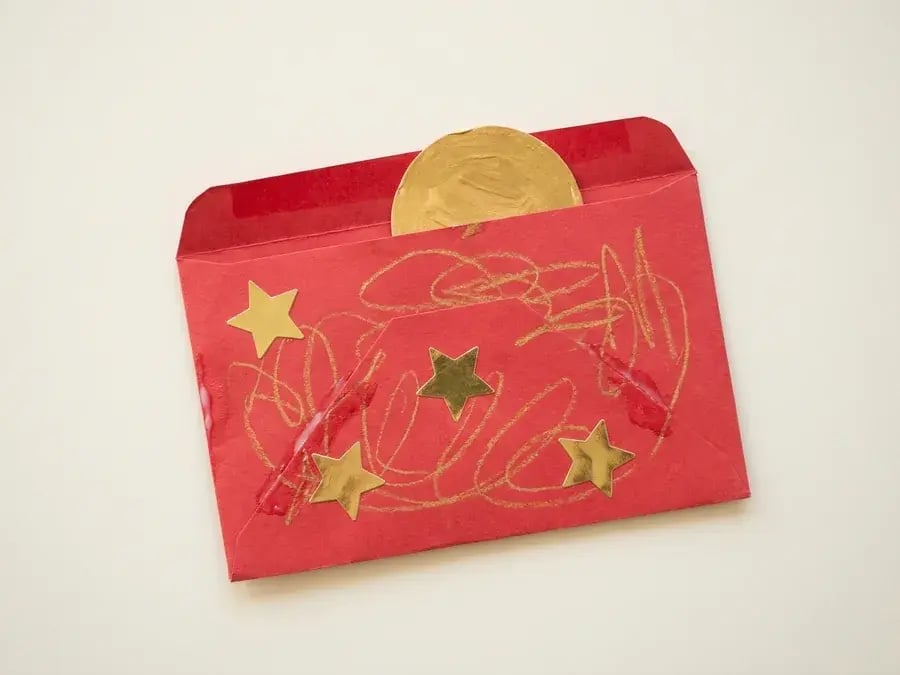 Lucky red envelope, an easy February craft for preschoolers ages 3 to 5