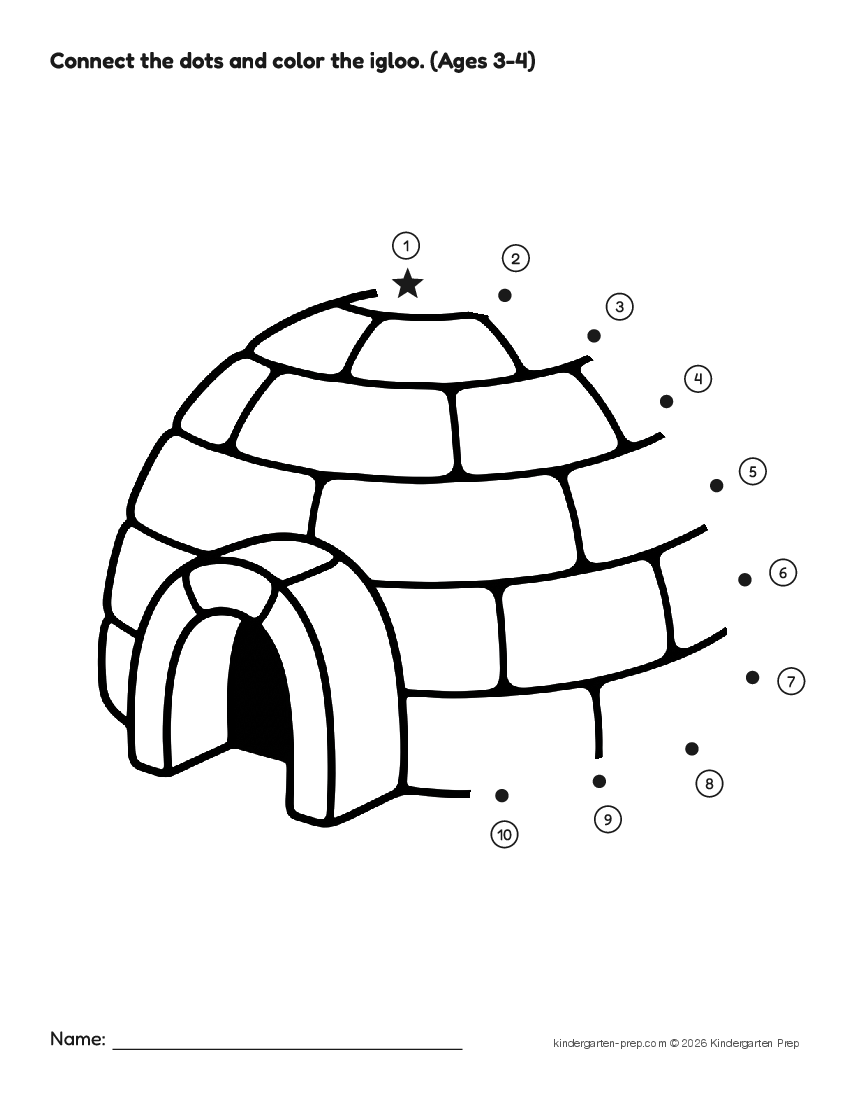 arctic dot to dot printable for preschool, free printable