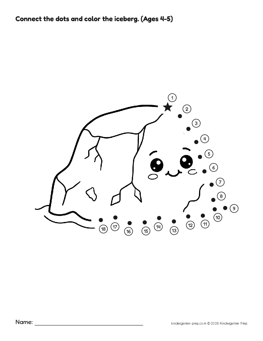 arctic dot to dot printable for preschool, free printable