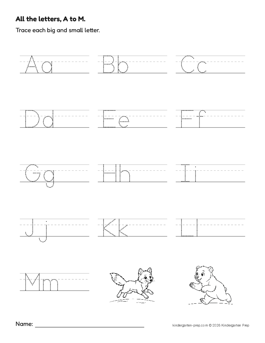 arctic alphabet tracing worksheet for preschool, free printable