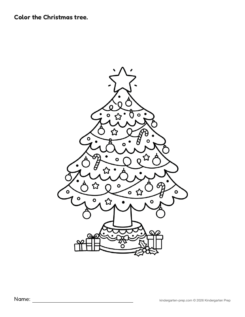 Christmas coloring page for preschool, free printable