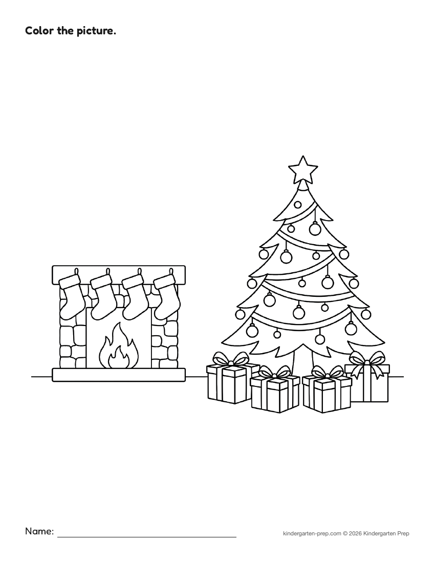 Christmas coloring page for preschool, free printable