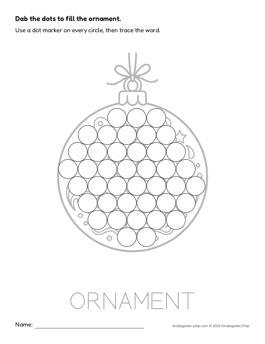 Christmas dot marker printable for preschool, free printable