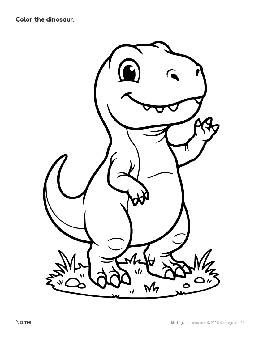 dinosaur coloring page for preschool, free printable