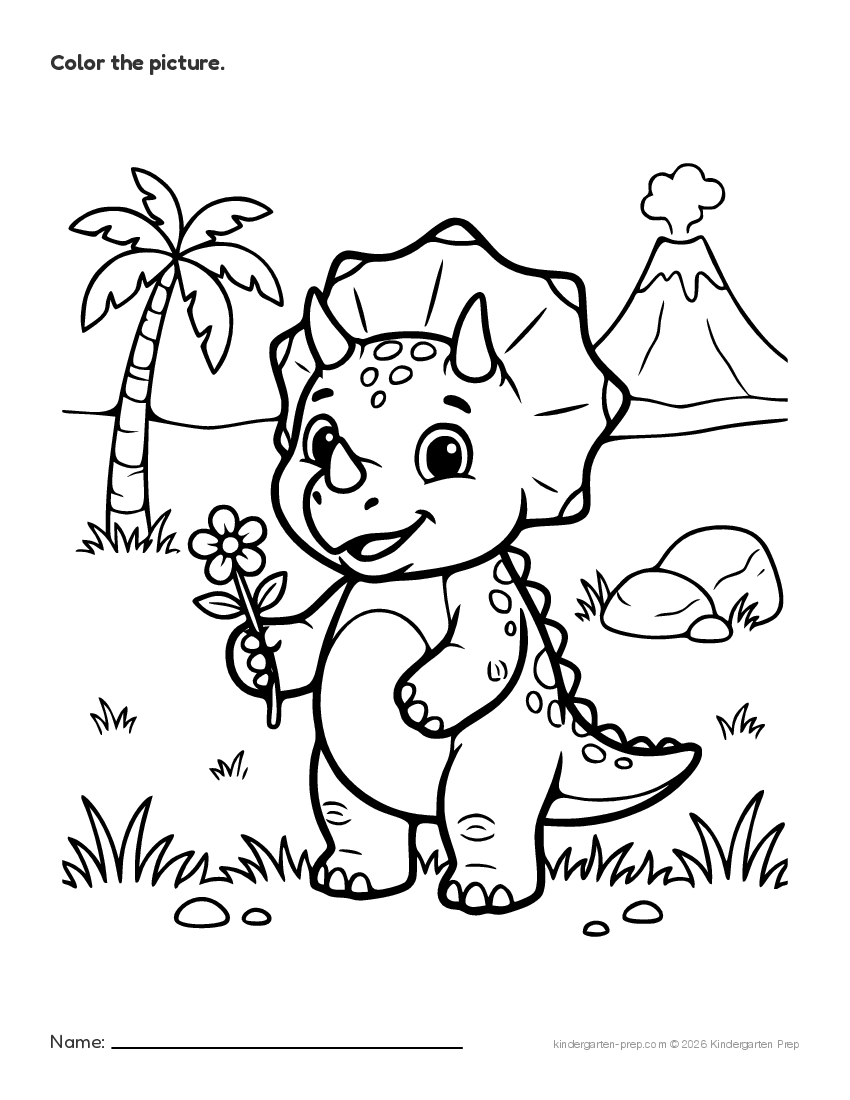 dinosaur coloring page for preschool, free printable