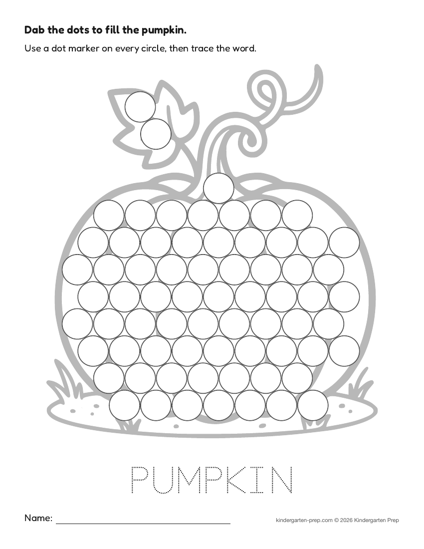fall dot marker printable for preschool, free printable