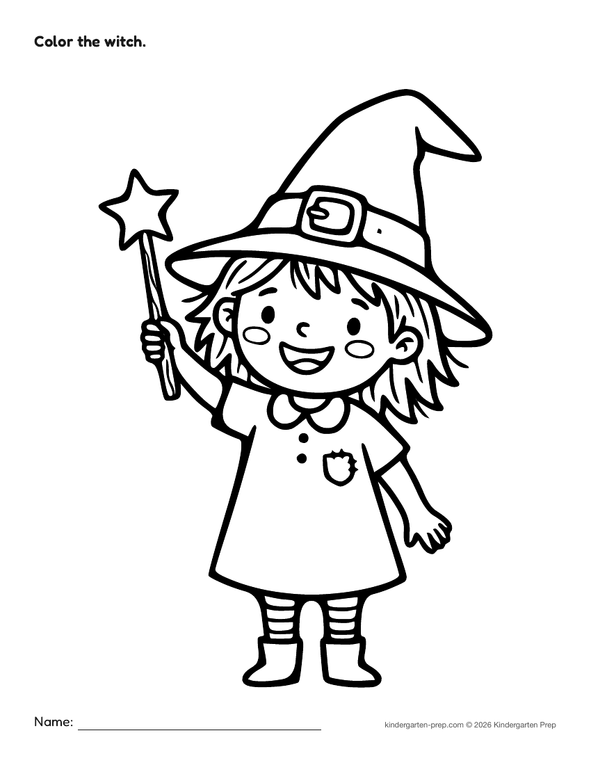 Halloween coloring page for preschool, free printable