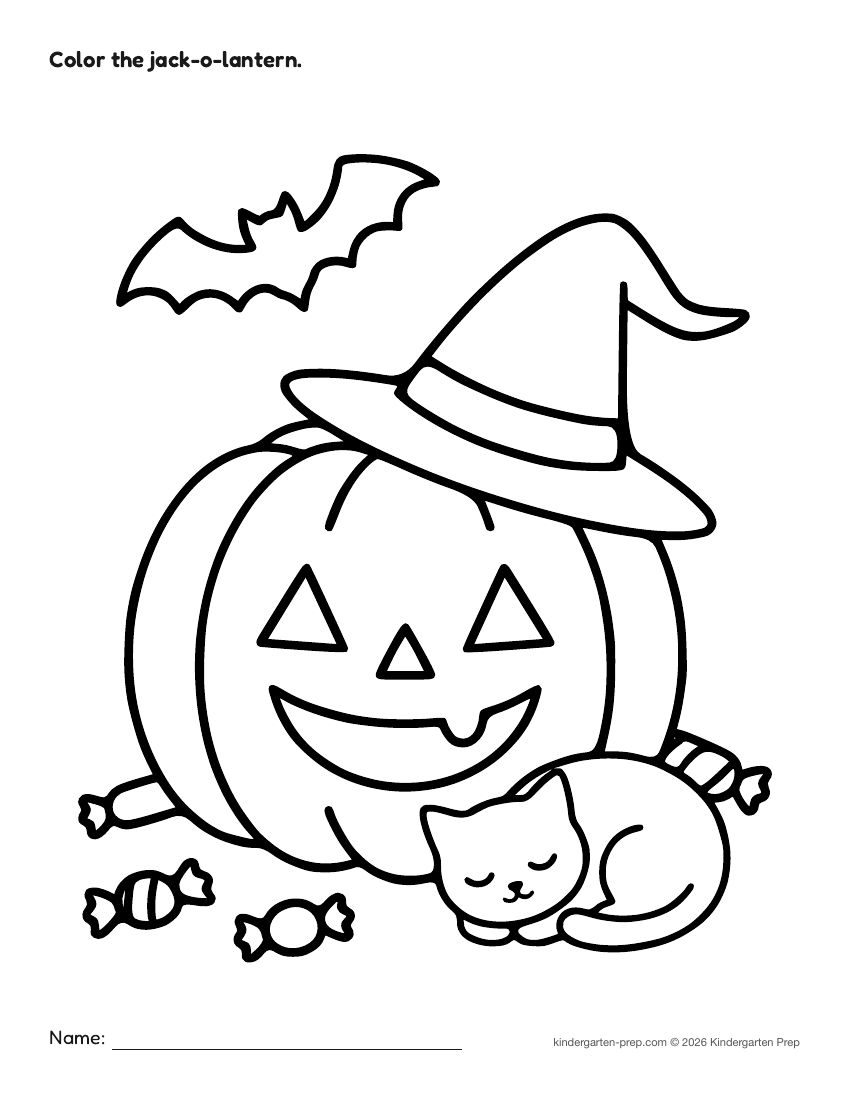 Halloween coloring page for preschool, free printable