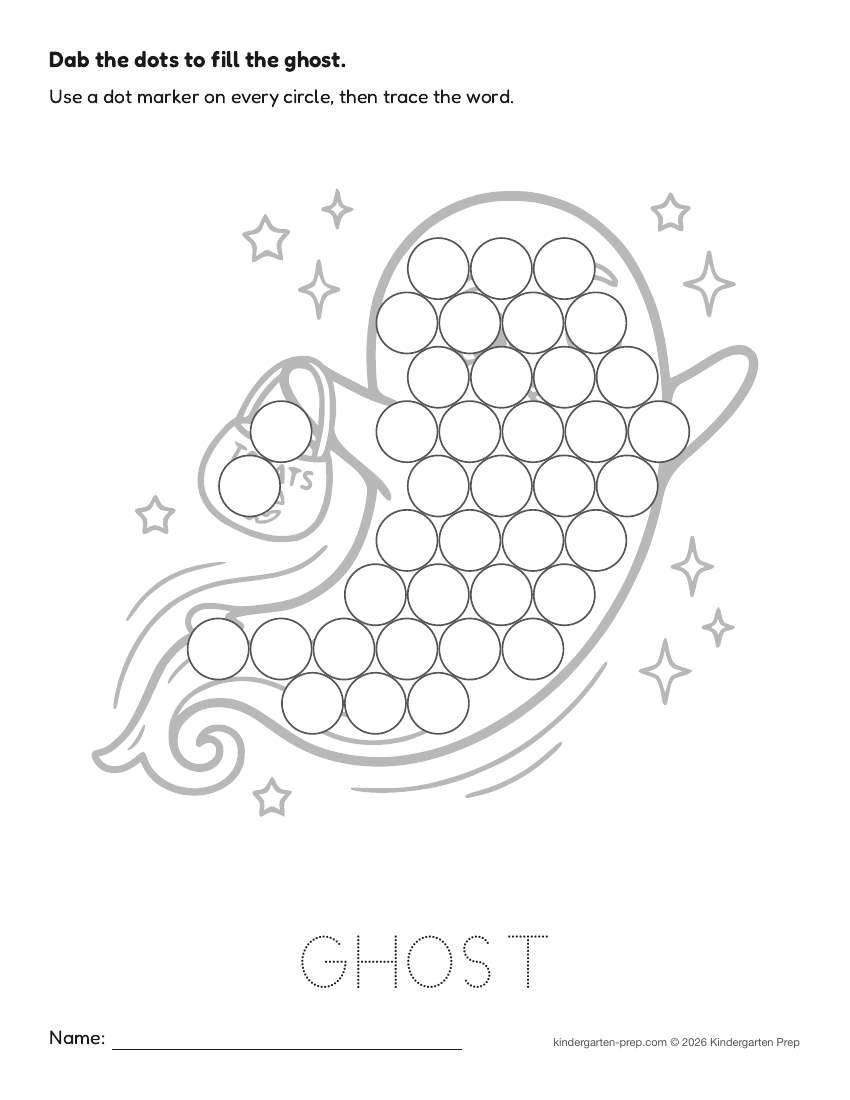 Halloween dot marker printable for preschool, free printable