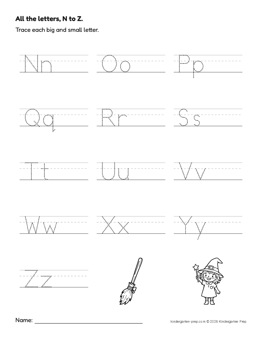 Halloween alphabet tracing worksheet for preschool, free printable