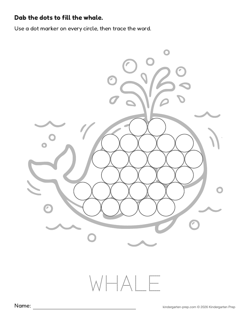 ocean dot marker printable for preschool, free printable