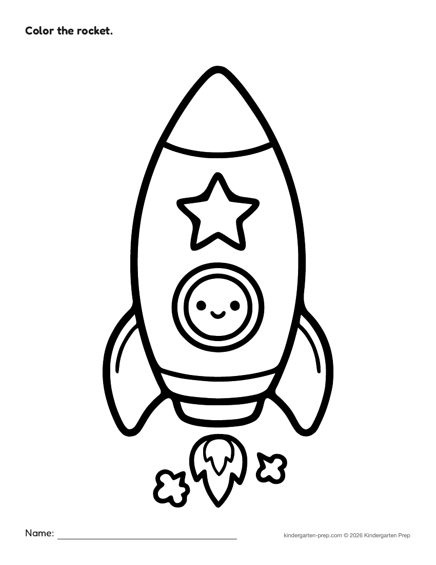 space coloring page for preschool, free printable