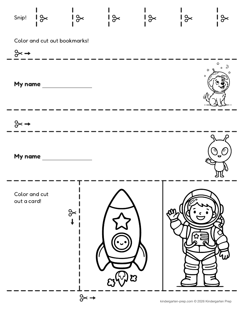space cutting practice worksheet for preschool, free printable