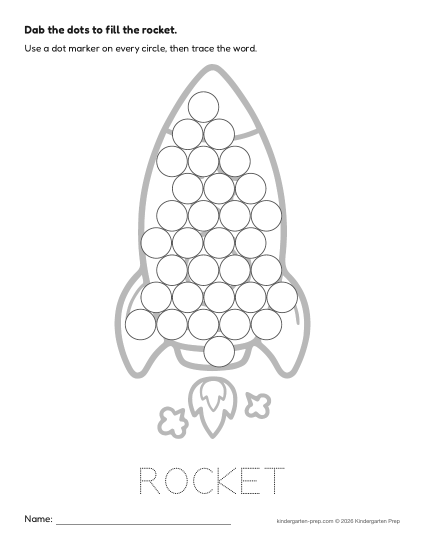 space dot marker printable for preschool, free printable