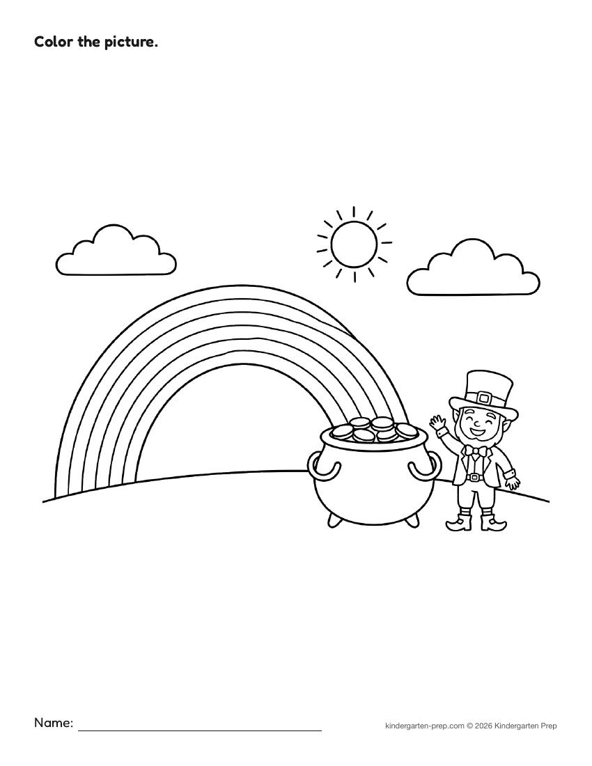 St. Patrick's Day coloring page for preschool, free printable