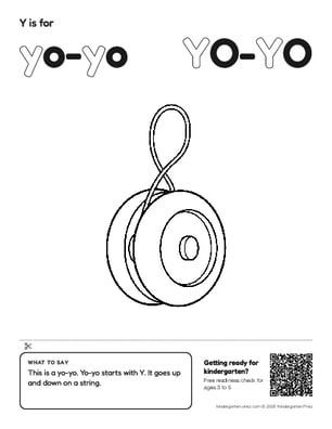 Printable letter Y show and tell coloring page: yo-yo