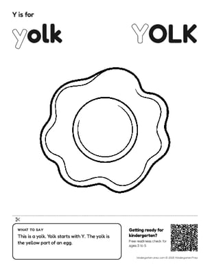Printable letter Y show and tell coloring page: yolk
